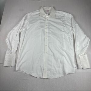 Brooks Brothers White Pinpoint Oxford Dress Shirt 17.5-35 French Cuffs Formal